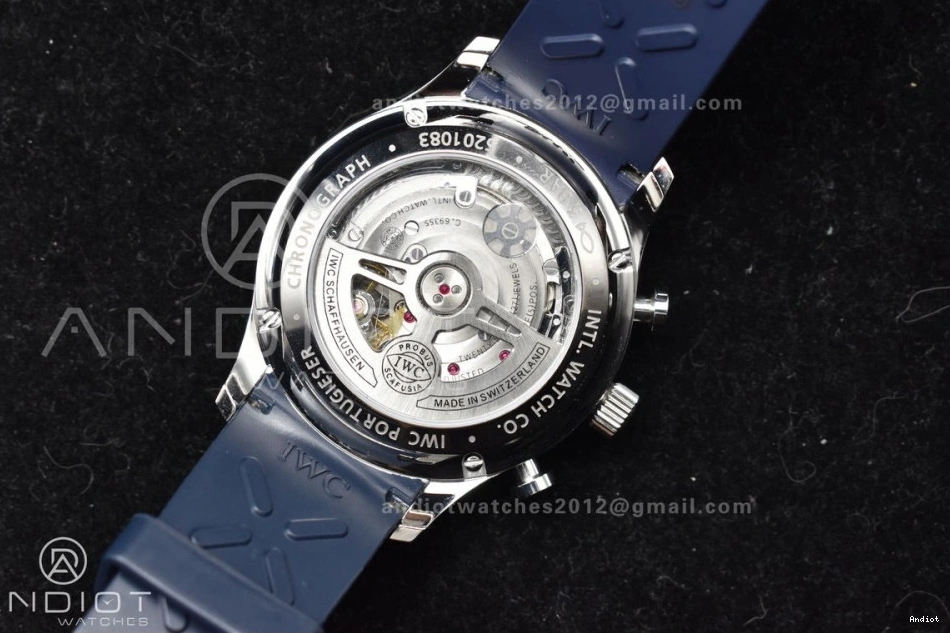 Z+F Strap A69355 Portuguese IW3716 Rubber Blue 1:1 White Blue on Best Chrono Dial Edition 1104